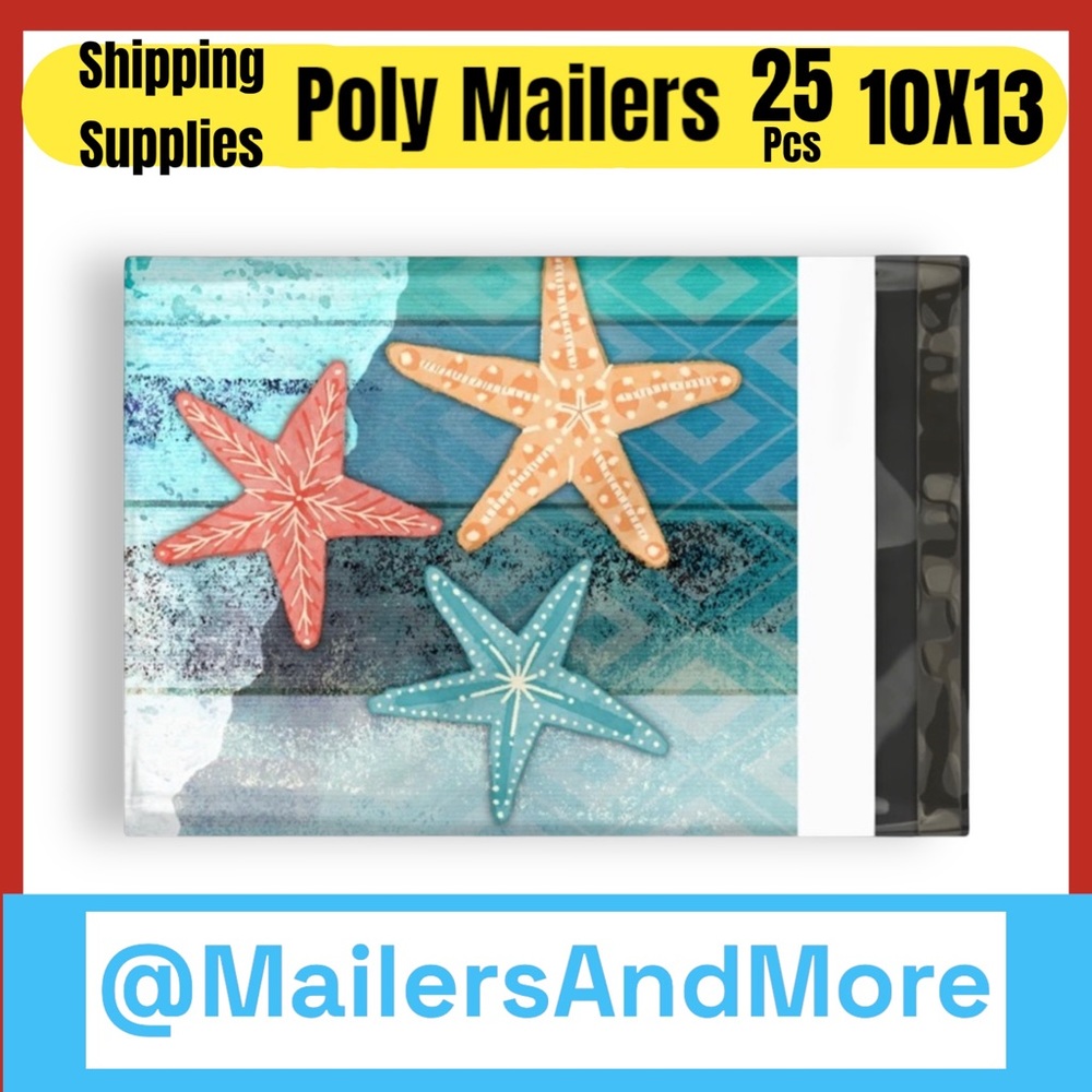 25 10X13 Poly Mailers Sea Star Ocean Fish Shipping Envelopes Bags PRICE IS FIRM - Picture 6 of 14